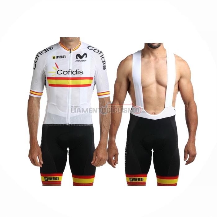 2024 Abbigliamento Ciclismo Cofidis Bianco Manica Corta e Salopette